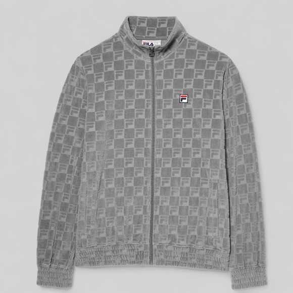 Men’s Fila Grey All Over Velour Casual Outfit Set Tracksuits NWT - Picture 2 of 3